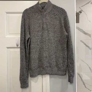 IZOD Fieldhouse Quarter Zip Marled Salt and Pepper Knit Sweater